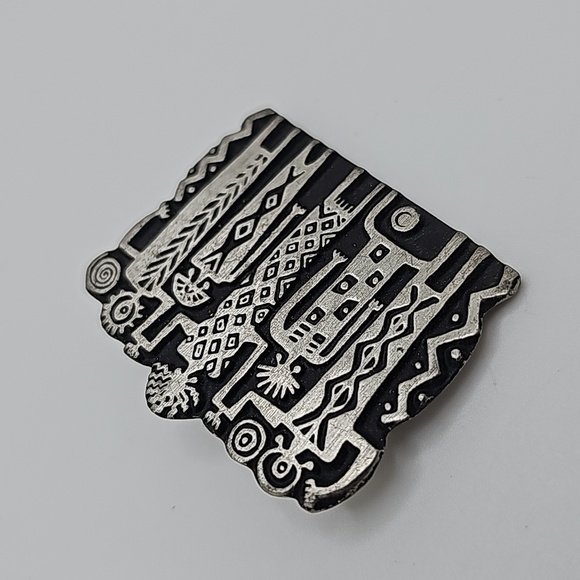 Alice Seely 2000 Signed Silver Pin Brooch Tribal - Picture 3 of 5